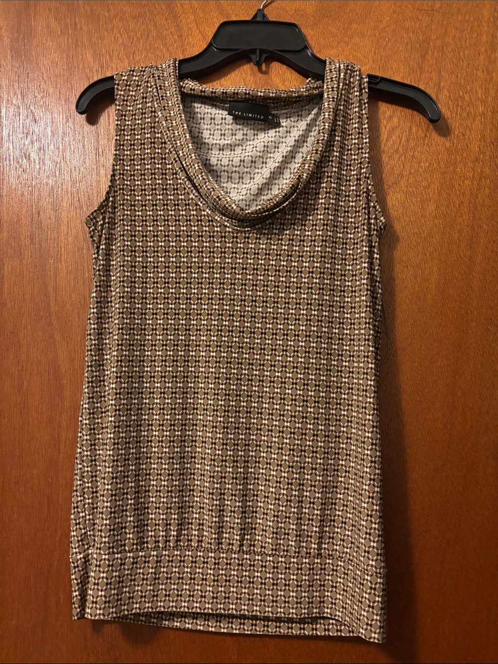The Limited Brown Geometric Cowl Neck Sleeveless Sweater